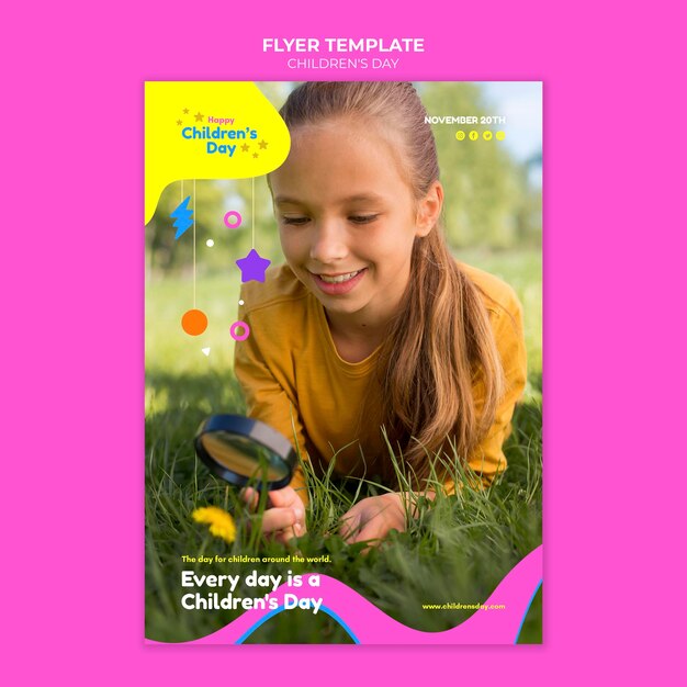 Modello di stampa divertente e colorato per la giornata dei bambini