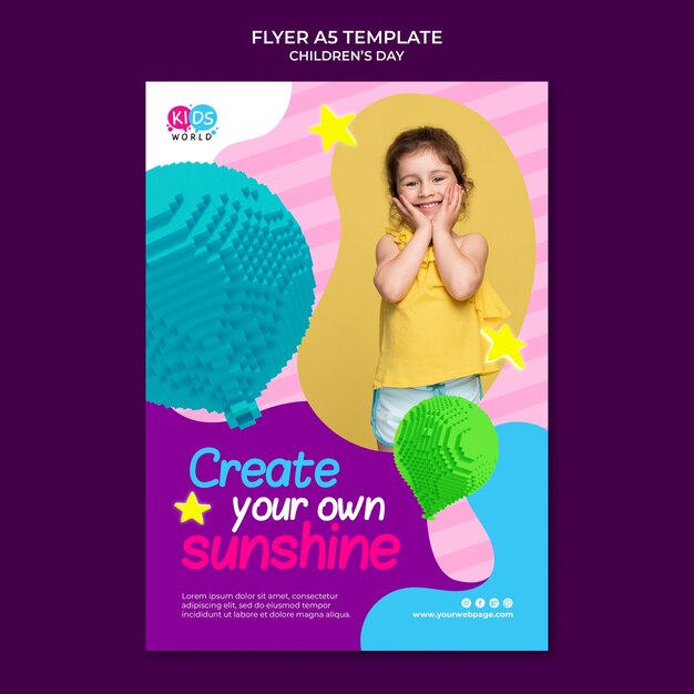Modello di stampa divertente e colorato per la giornata dei bambini