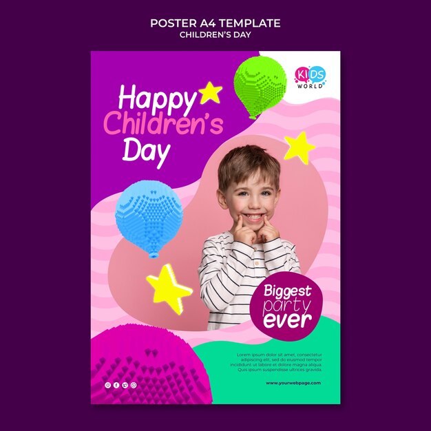 Modello di stampa divertente e colorato per la giornata dei bambini