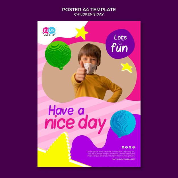 Modello di stampa divertente e colorato per la giornata dei bambini
