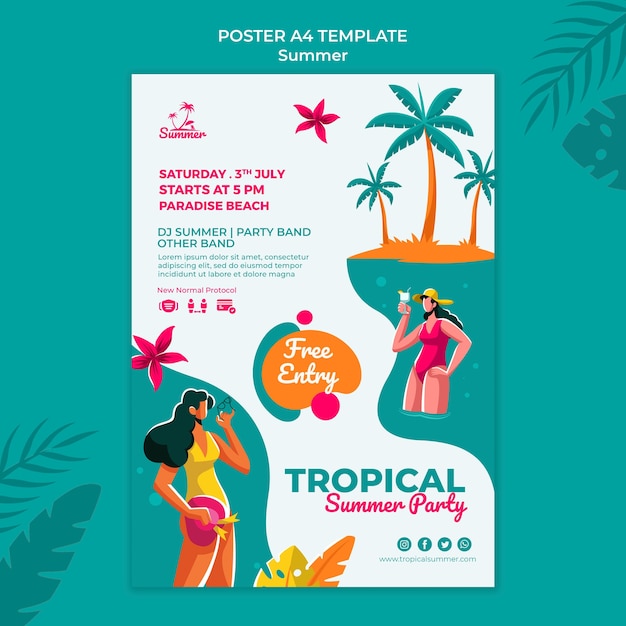 Modello di stampa festa estiva tropicale