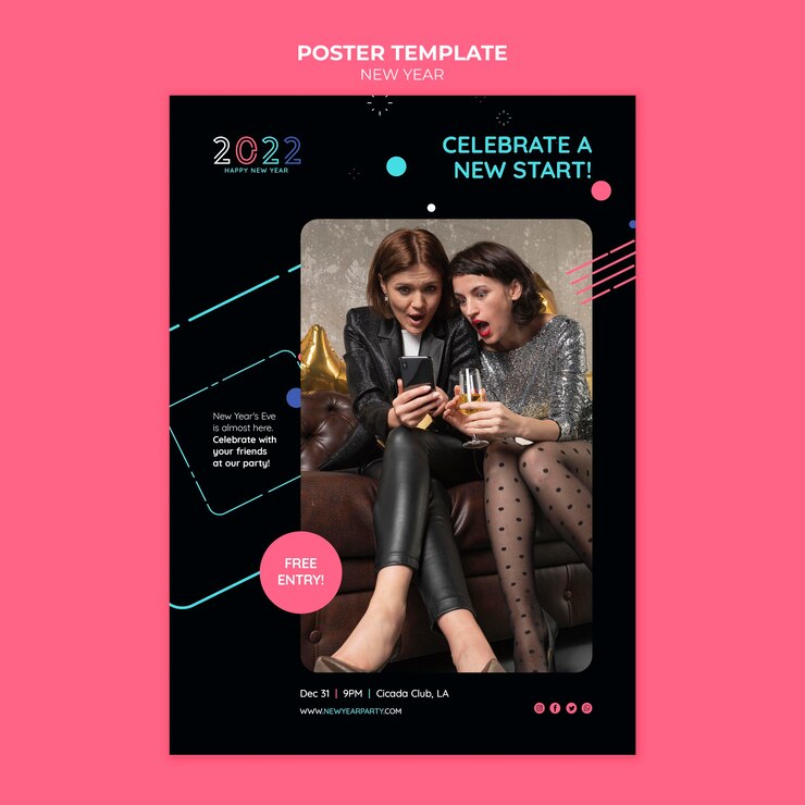 PSD gratuito modello di stampa festivo di capodanno
