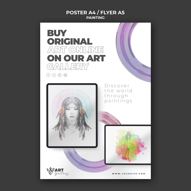 PSD gratuito modello di stampa galleria di pittura