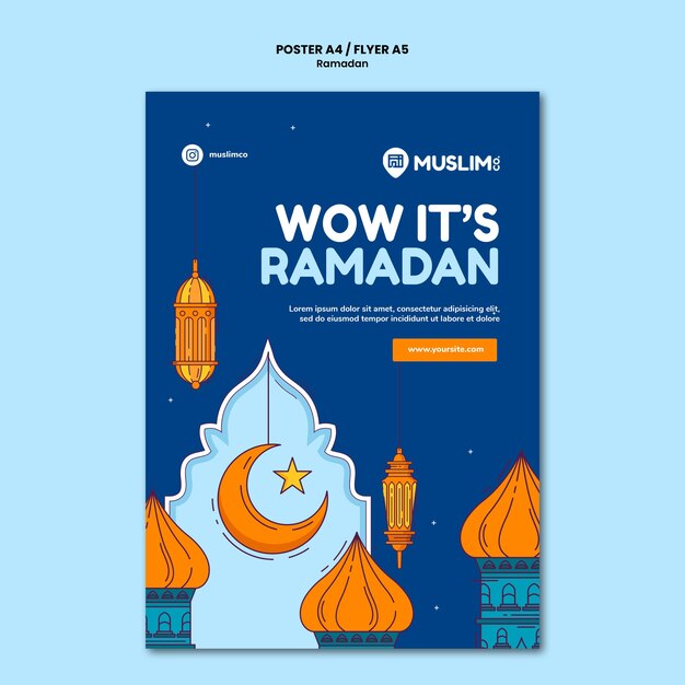 Modello di stampa illustrato del ramadan kareem