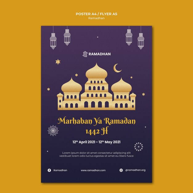 Modello di stampa illustrato del ramadan kareem