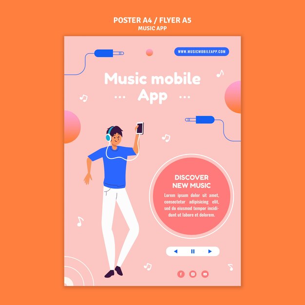 Modello di stampa per app per dispositivi mobili di musica