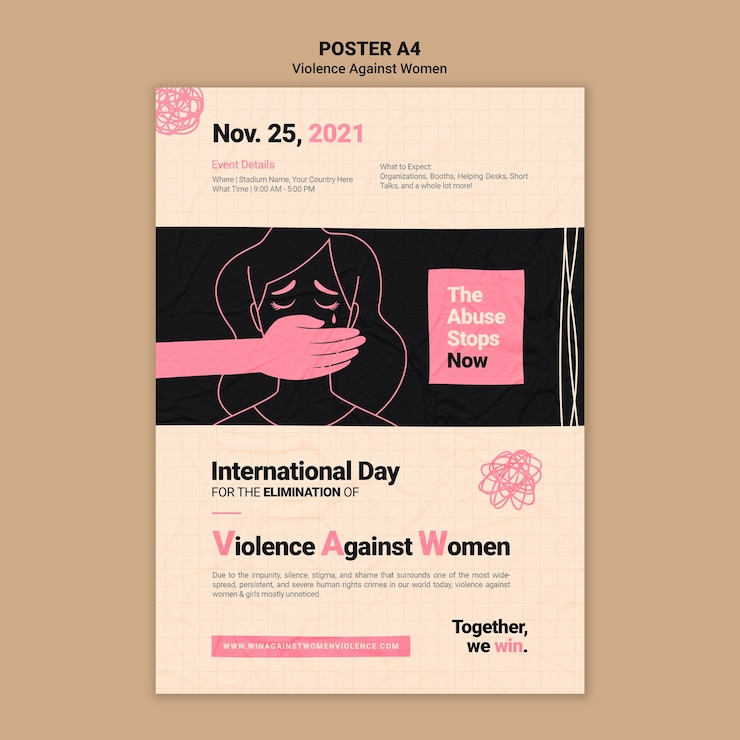 PSD gratuito modello di stampa per la giornata internazionale per l'eliminazione della violenza contro le donne