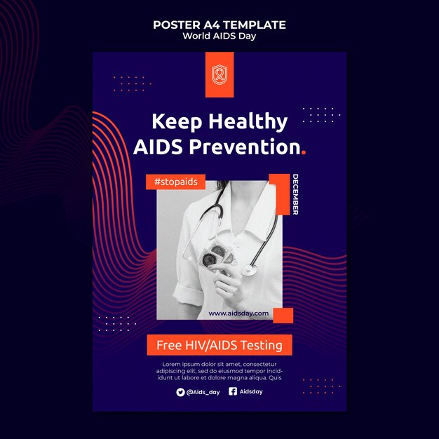 Modello di stampa per la giornata mondiale dell'AIDS con dettagli arancioni