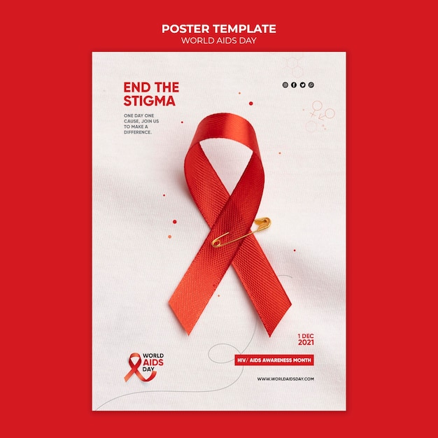 Modello di stampa per la giornata mondiale dell'AIDS con dettagli rossi
