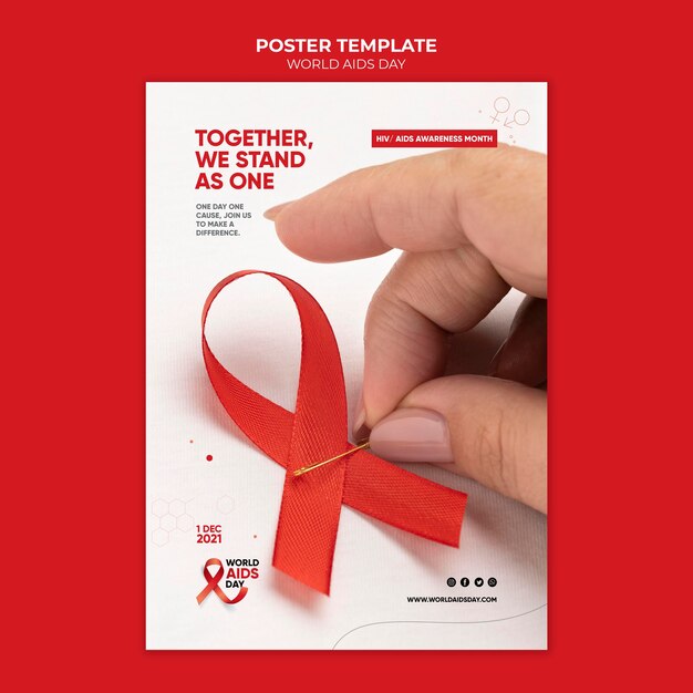 Modello di stampa per la giornata mondiale dell'AIDS con dettagli rossi