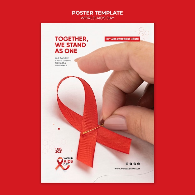Modello di stampa per la giornata mondiale dell'AIDS con dettagli rossi