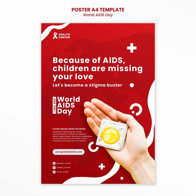 Modello di stampa per la giornata mondiale dell'AIDS con dettagli rossi