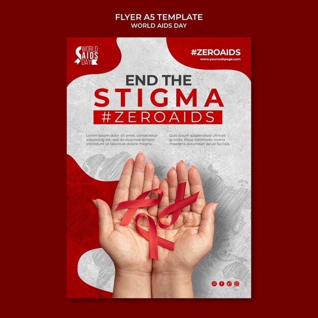 Modello di stampa per la giornata mondiale dell'AIDS con dettagli rossi