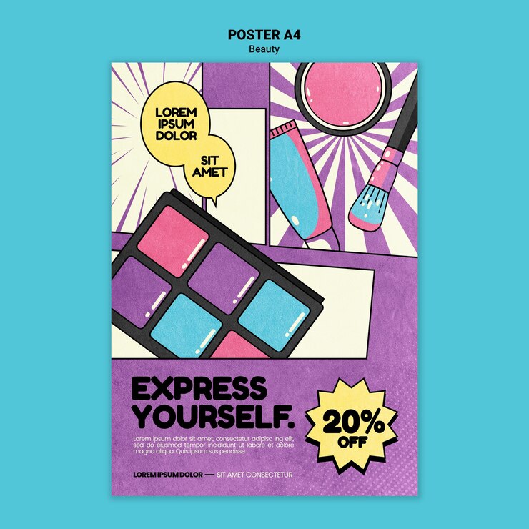 PSD gratuito modello di stampa pop art di bellezza