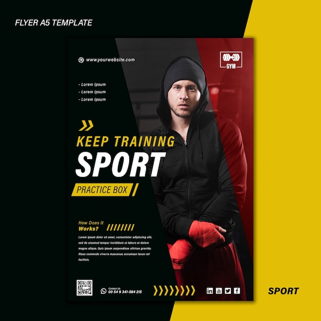 Modello di stampa sportiva con foto