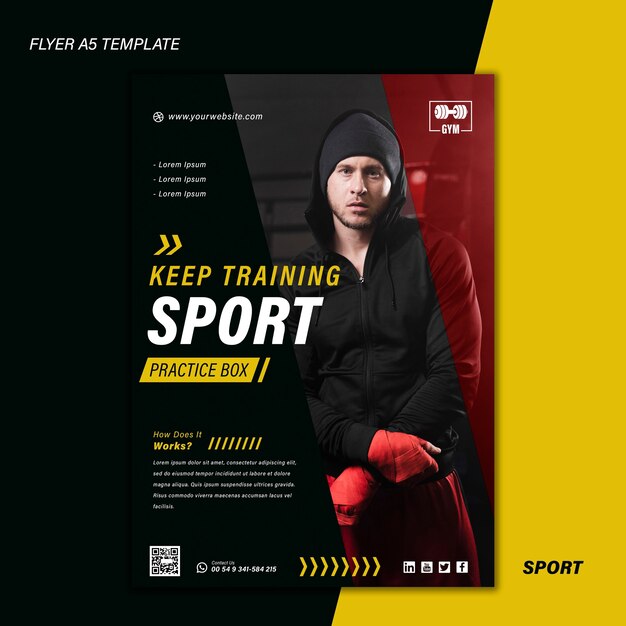 Modello di stampa sportiva con foto
