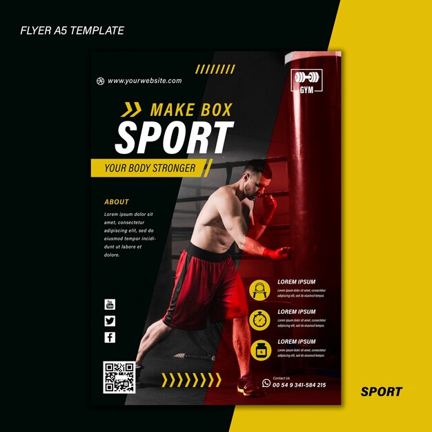 Modello di stampa sportiva con foto