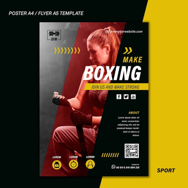 Modello di stampa sportiva con foto