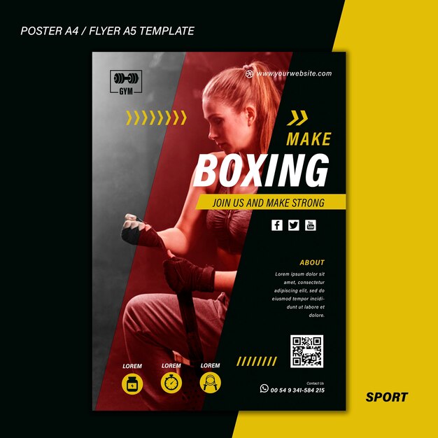 Modello di stampa sportiva con foto