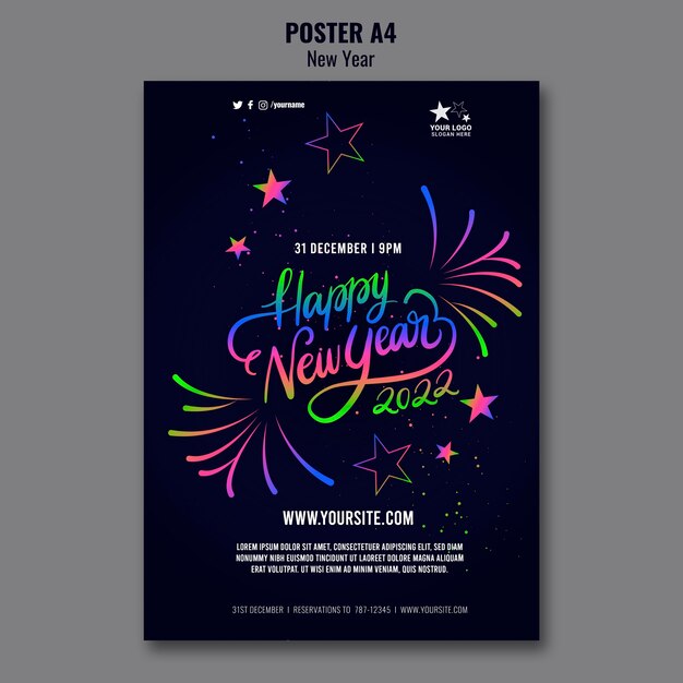 Modello di stampa verticale celebrativo del nuovo anno