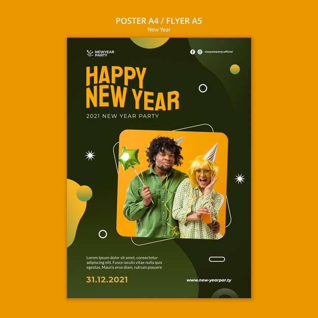Modello di stampa verticale di felice anno nuovo