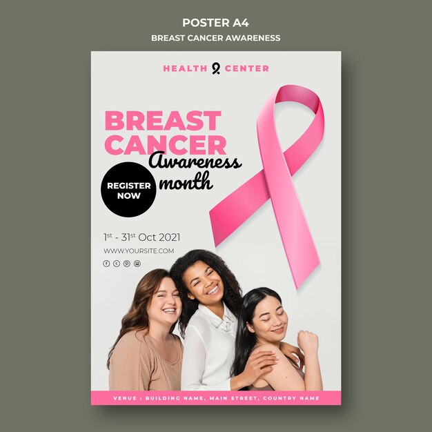 Modello di stampa verticale per la consapevolezza del cancro al seno