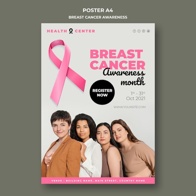 Modello di stampa verticale per la consapevolezza del cancro al seno