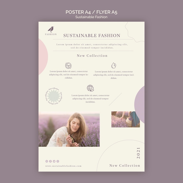 PSD gratuito modello di stampa volantino moda donna sostenibile