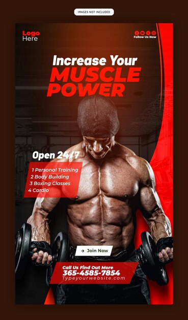 modello di storia di Instagram e Facebook per palestra e fitness