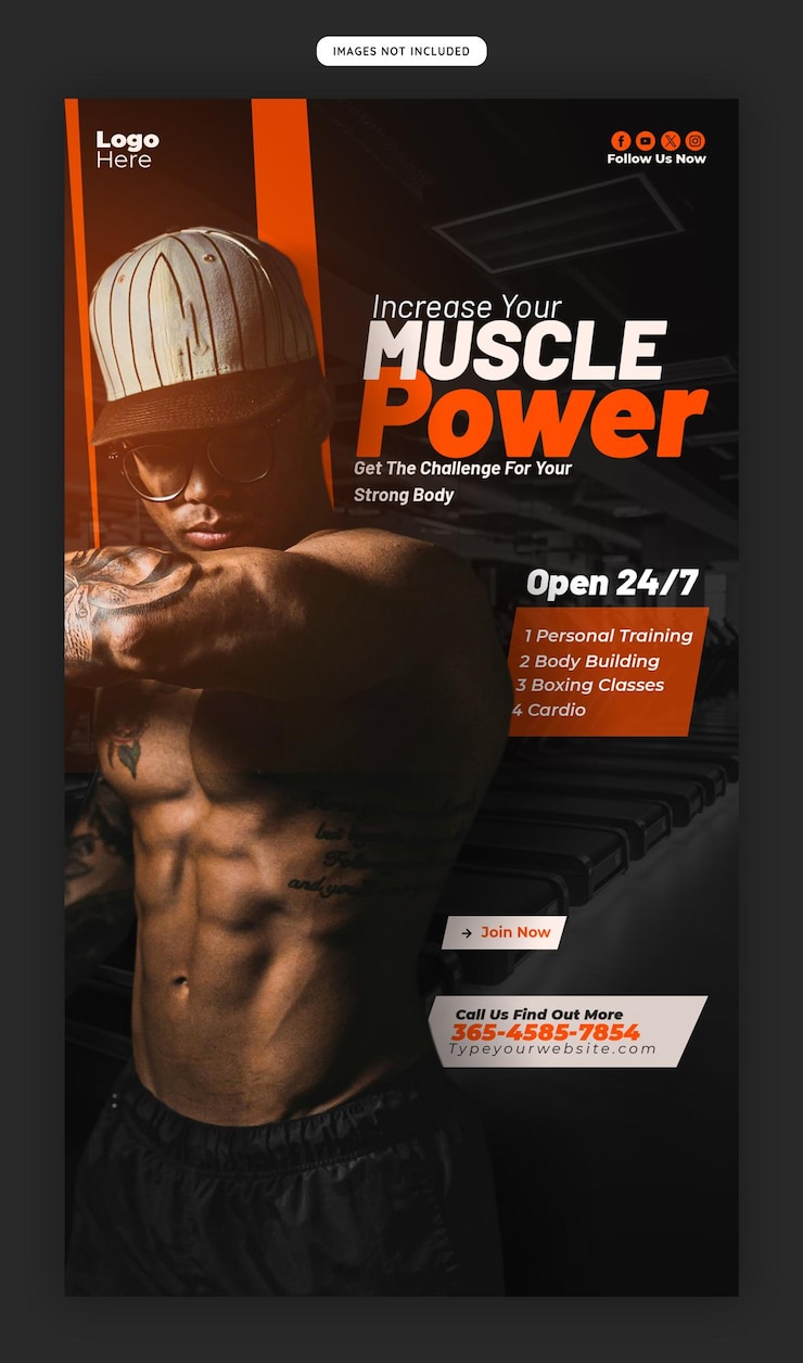 PSD gratuito modello di storia di instagram e facebook per palestra e fitness