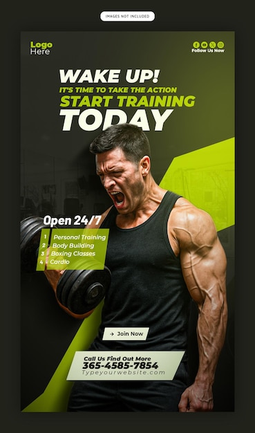modello di storia di Instagram e Facebook per palestra e fitness