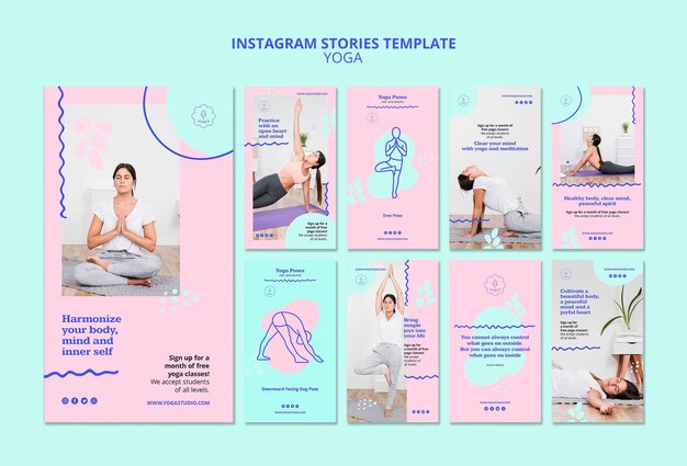 Modello di storie di instagram annuncio yoga
