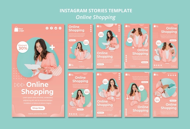 Modello di storie di Instagram con acquisti online