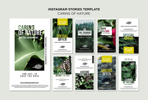 Modello di storie di instagram concetto di natura