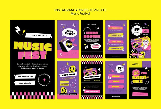 Modello di storie di instagram del festival musicale