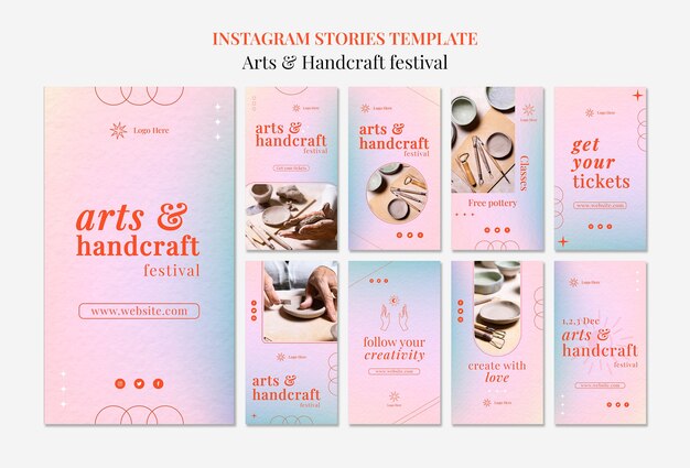 Modello di storie di instagram di arti e artigianato