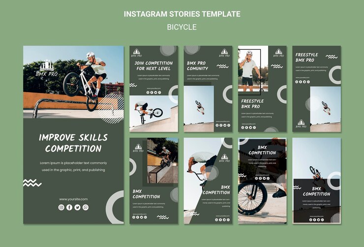 PSD gratuito modello di storie di instagram di biciclette