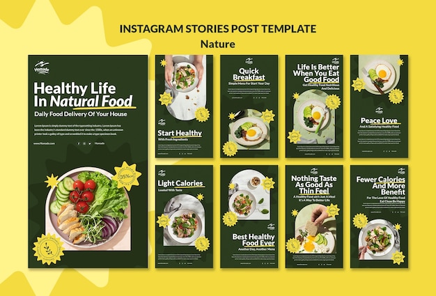 Modello di storie di instagram di cibo naturale