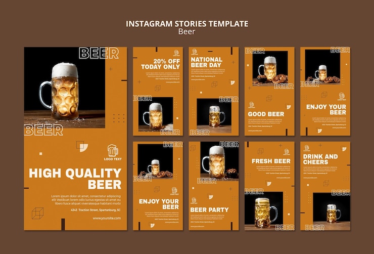 PSD gratuito modello di storie di instagram di concetto di birra