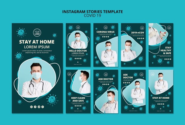 Modello di storie di instagram di Coronavirus con foto