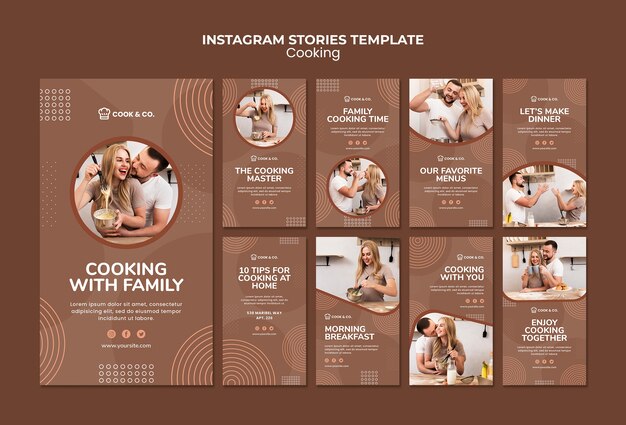 Modello di storie di instagram di cucina a casa