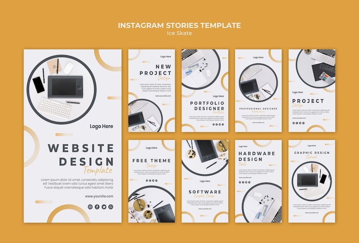 PSD gratuito modello di storie di instagram di design grafico