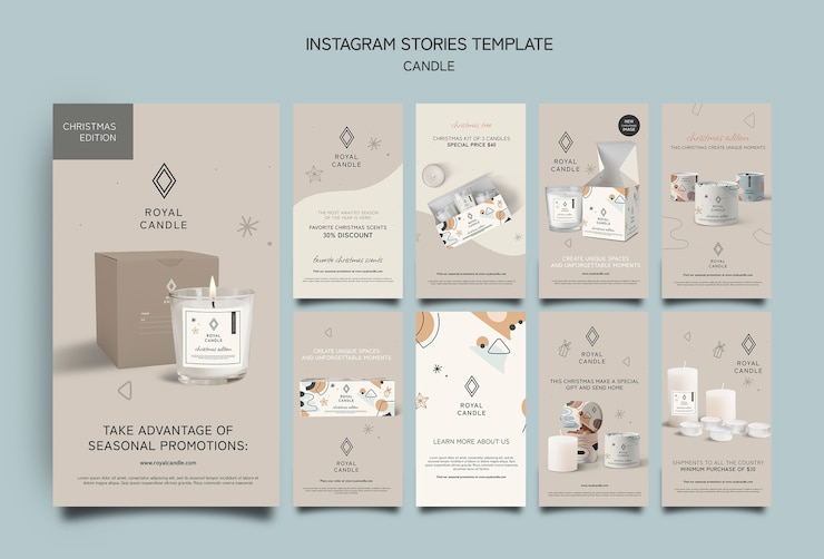 PSD gratuito modello di storie di instagram di promozioni di candele