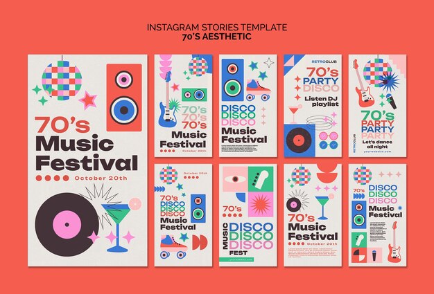 Modello di storie di instagram estetiche anni '70