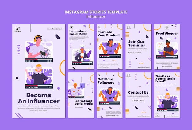 Modello di storie di instagram influencer