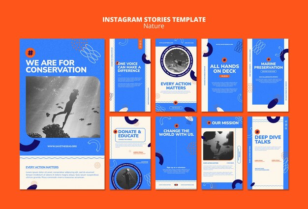 Modello di storie di instagram per la conservazione della natura