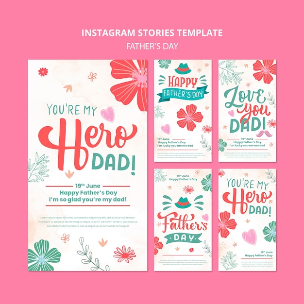 Modello di storie di instagram per la festa del papà