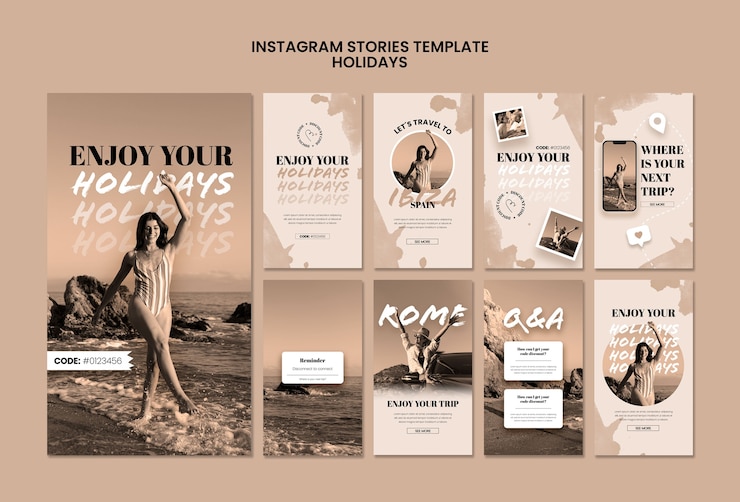 PSD gratuito modello di storie di instagram per le vacanze di design piatto