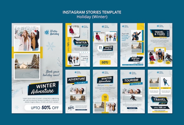 Modello di storie di instagram per le vacanze invernali