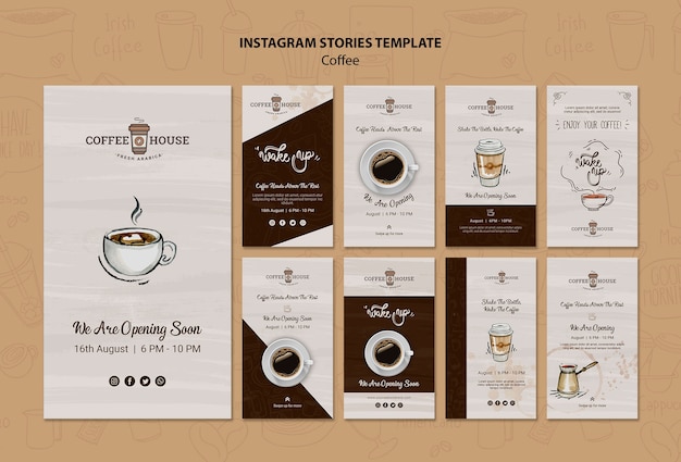 Modello di storie instagram caffetteria